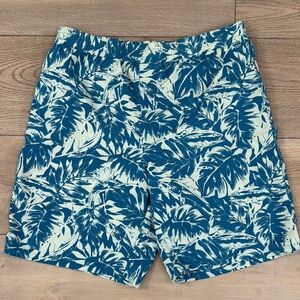 Columbia PFG Boy’s Tropical Blue Leaf Fish Print Backcast Water Swim Shorts